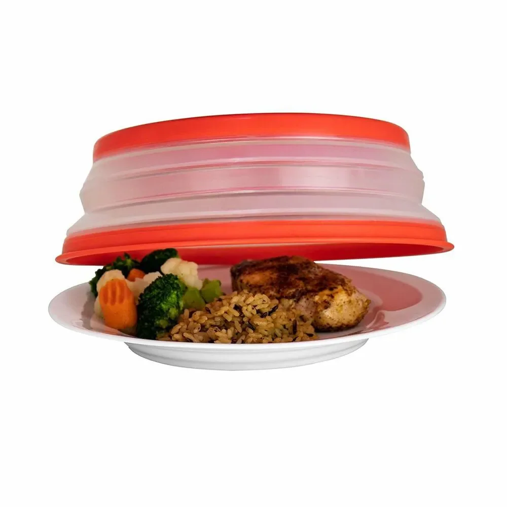 Tovolo Red Collapsible Microwave Food Cover  Vented  Easy Grip  10.5